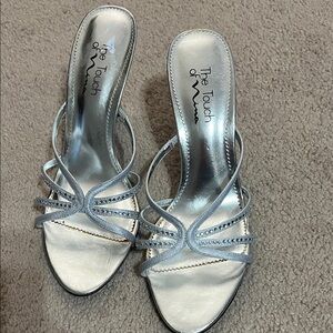 Touch of Nina Metallic Silver Strappy Heels
